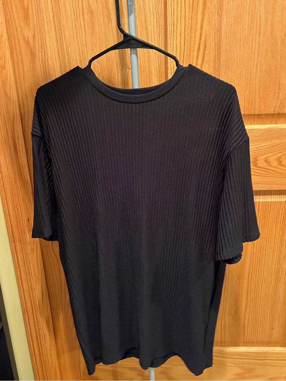 Boohoo Men's Black Ribbed Short Sleeve Crew Tee